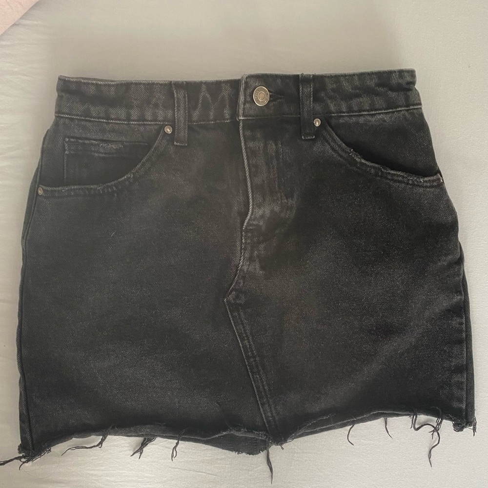 Forever 21 Black Denim Mini Skirt High Rise Small